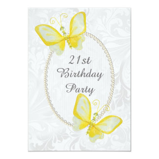 birthday butterflies damask sided chic double card invitations 18th invitation butterfly 90th announcements zazzle