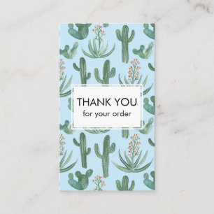 Chic Cacti & Succulents Watercolor QR Code Thanks Business Card