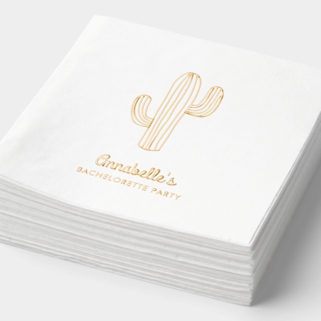 Chic Cactus Boho Bachelorette Party Napkins (Detail)