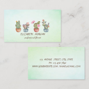 Chic Cactus Succulent Green Business Card