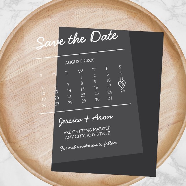Chic Calendar Save The Date Elegant Modern Card Acrylic Invitations (Chic Calendar Save The Date Elegant Modern Card Acrylic Invitations)