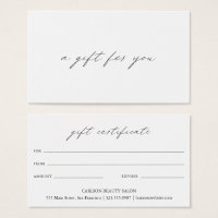 Chic Calligraphie Élégant Certificat Cadeau Entrep