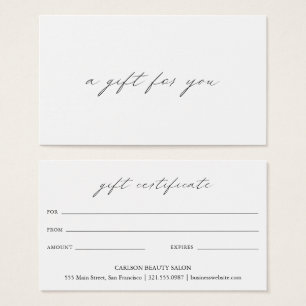 Chic Calligraphie Élégant Certificat Cadeau Entrep