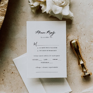 Chic Calligraphie Elégant Mariage Menu Choix RSVP
