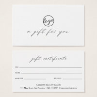 Chic Calligraphie Logo Certificat Cadeau d'affaire