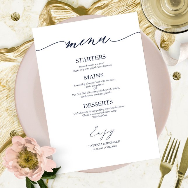 Chic Calligraphie Mariage Carte Menu Pour Plaque (Créateur téléchargé)