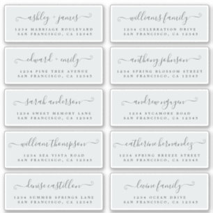 Chic Calligraphie Mariage Étiquettes de adresse in