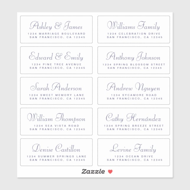 Chic Calligraphie Mariage Étiquettes de adresse in (Feuille)