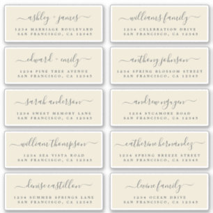 Chic Calligraphie Mariage Étiquettes de adresse in