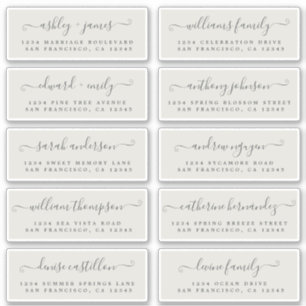Chic Calligraphie Mariage Étiquettes de adresse in