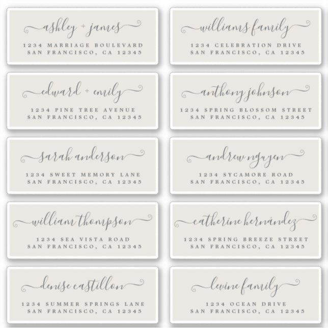 Chic Calligraphie Mariage Étiquettes de adresse in (Devant)