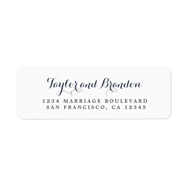 Chic Calligraphie Noms Mariage Adresse de retour (Devant)