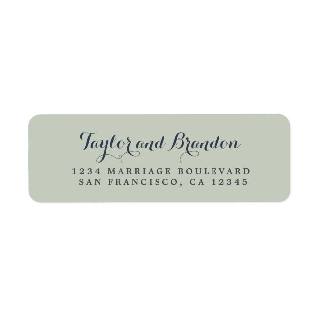 Chic Calligraphie Noms Mariage Adresse de retour (Devant)