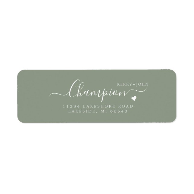 Chic Calligraphie Sage Mariage Adresse de retour É (Devant)