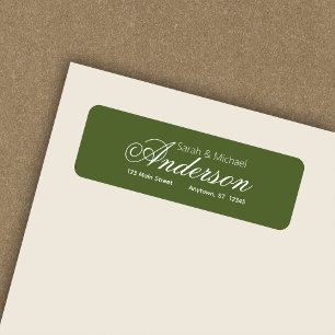 Chic Calligraphie Script Olive Green Adresse de re