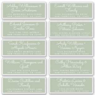 Chic Calligraphie Vert Étiquettes de adresse invit
