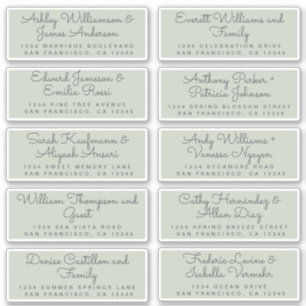 Chic Calligraphie Vert Étiquettes de adresse invit