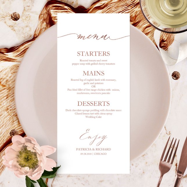 Chic Calligraphy 4x9 Wedding Menu Card For Plate (Creator Uploaded)