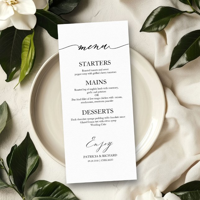 Chic Calligraphy 4x9 Wedding Menu Card For Plate (Creator Uploaded)