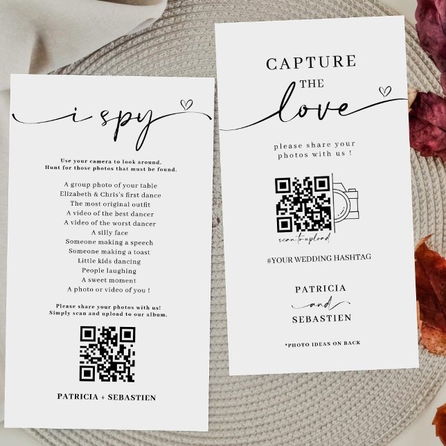 Chic Calligraphy Capture The Love QR Code Enclosure Card (Creator Uploaded)