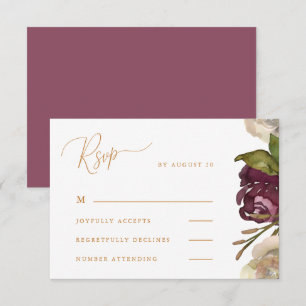 Chic Calligraphy Dark Raspberry Wedding Rsvp Card