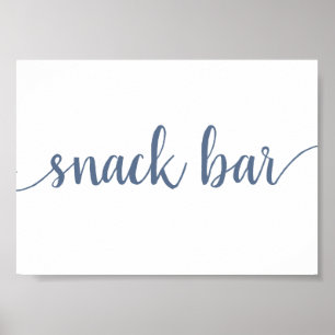 Chic Calligraphy   Dusty Blue Snack Bar Table Sign