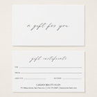 Chic Calligraphy Elegant Business Gift Certificate