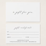 Chic Calligraphy Elegant Business Gift Certificate<br><div class="desc">Simple black and white Business Gift Certificate with "a gift for you" in calligraphy.  A minimalist design with chic typography for an elegant touch.  PLEASE NOTE: Envelopes are not included.</div>