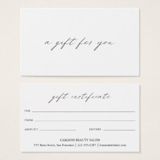 Chic Calligraphy Elegant Business Gift Certificate