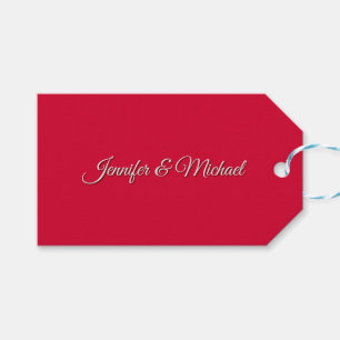 Chic Calligraphy Elegant Cherry Red Personalized Gift Tags