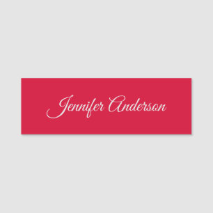 Chic Calligraphy Elegant Cherry Red Personalized Name Tag