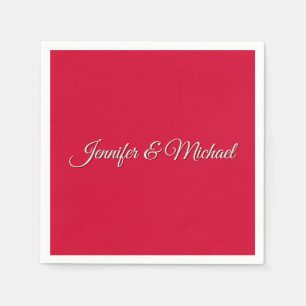 Chic Calligraphy Elegant Cherry Red Personalized Napkin