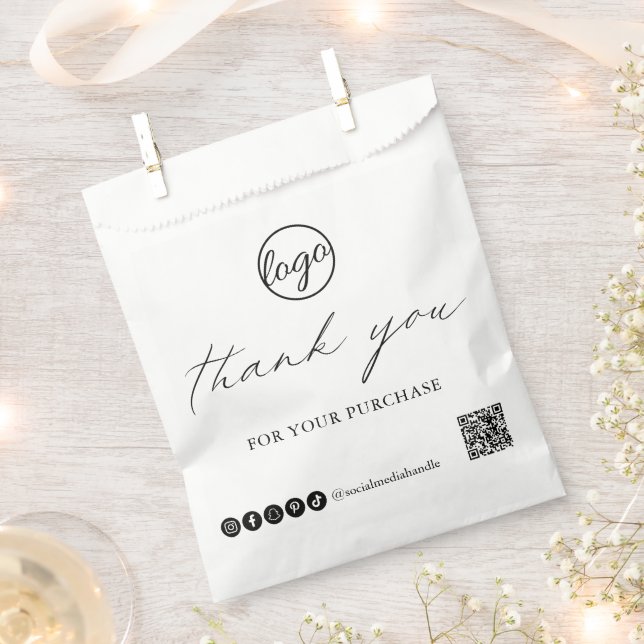 Chic Calligraphy Elegant Logo Thank You Business Favour Bag (Clipped)