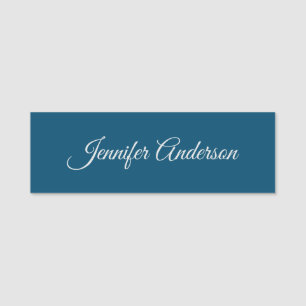 Chic Calligraphy Elegant Ocean Blue Personalized Name Tag