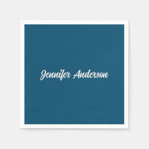 Chic Calligraphy Elegant Ocean Blue Personalized Napkin