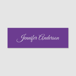Chic Calligraphy Elegant Royal Purple Personalized Name Tag