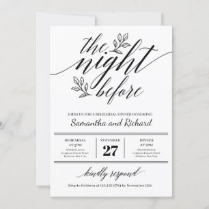 Chic calligraphy floral ornament the night before invitation