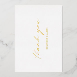 Chic Calligraphy Gold Foil Wedding Thank You Card