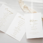 Chic Calligraphy Gold Folded Wedding Program<br><div class="desc">This chic calligraphy gold folded wedding program is perfect for a rustic wedding. The simple and elegant design features classic and fancy script typography in gold. Include a quote or short message, order of service, wedding party and thank you message.</div>