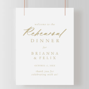Chic Calligraphy Gold Rehearsal Dinner Welcome  Poster