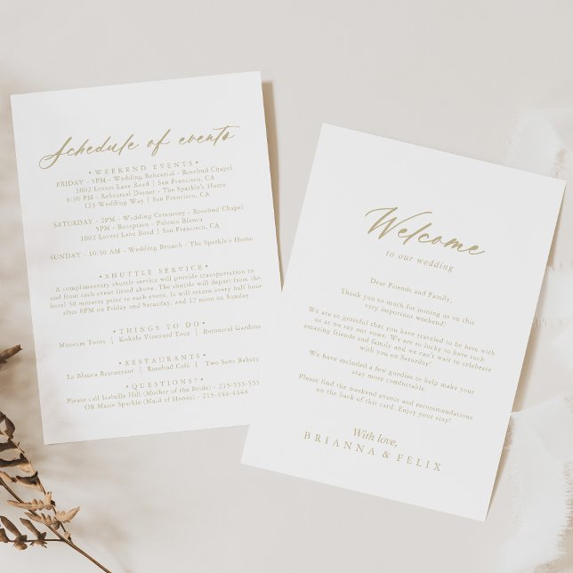 Chic Calligraphy Gold Wedding Welcome Letter (Creator Uploaded)