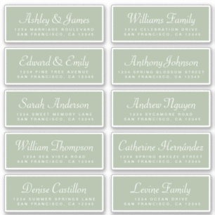 Chic Calligraphy Green Guest Address Labels