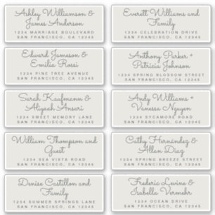 Chic Calligraphy Grey Guest Address Labels
