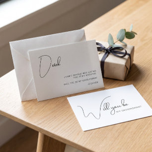 Chic Calligraphy Groomsman Proposal Card