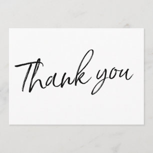 Chic Calligraphy Hand Lettered Wedding "Thank you" Thank You Card