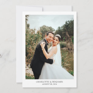 Chic Calligraphy Heart Script Photo Wedding Thank You Card