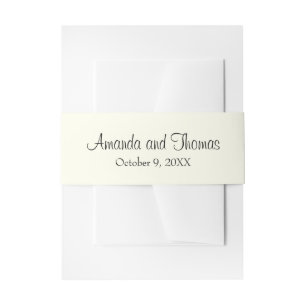 Chic calligraphy ivory wedding invitation belly band