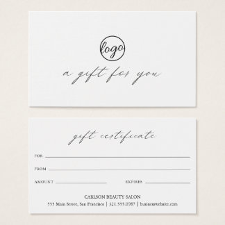 Chic Calligraphy Logo Business Gift Certificate
