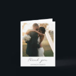 Chic Calligraphy Minimal Photo Simple Wedding Thank You Card<br><div class="desc">Simple Photo Wedding Thank You Card with "thank you" in calligraphy along with your names below your favourite picture.  The inside has your personalized thank you message in black and white.  A minimalist design with chic typography for an elegant touch.</div>