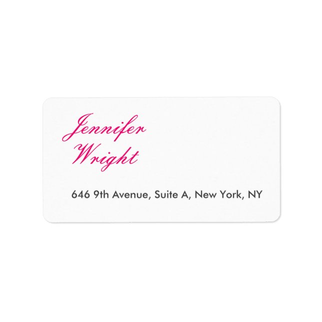 Chic calligraphy minimalist custom name adress label (Front)